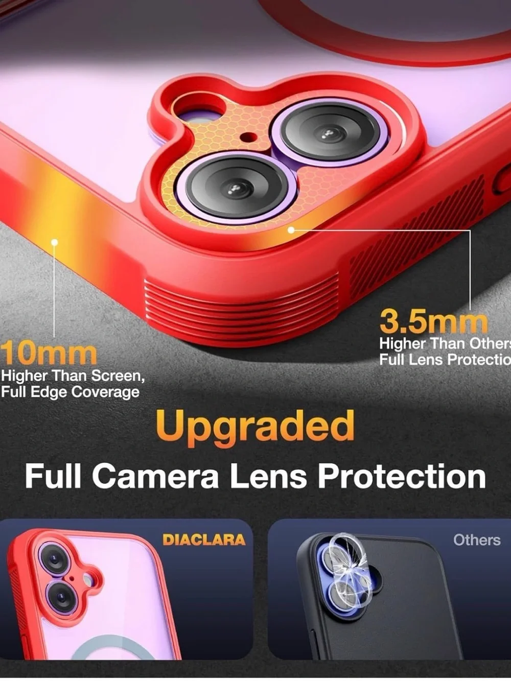 Iphone 17 Red Magnetic Clear-Back Protective Phone Case with Front Cover
